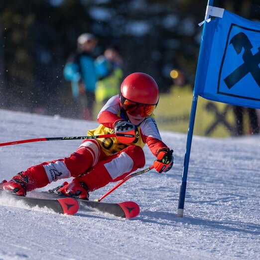 Rennläufer passiert Tor bei in tiefer Hocke | © Albert Reiter